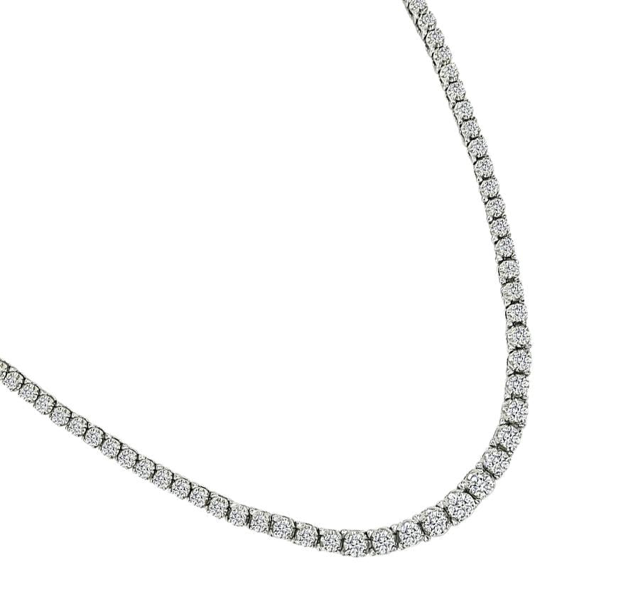 Estate 12.00ct Diamond 14k White Gold Tennis Necklace