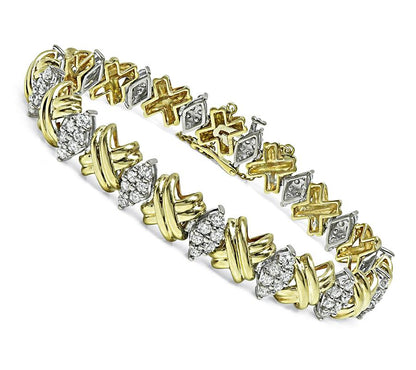 Estate 3.50ct Diamond Two Tone Gold Bracelet