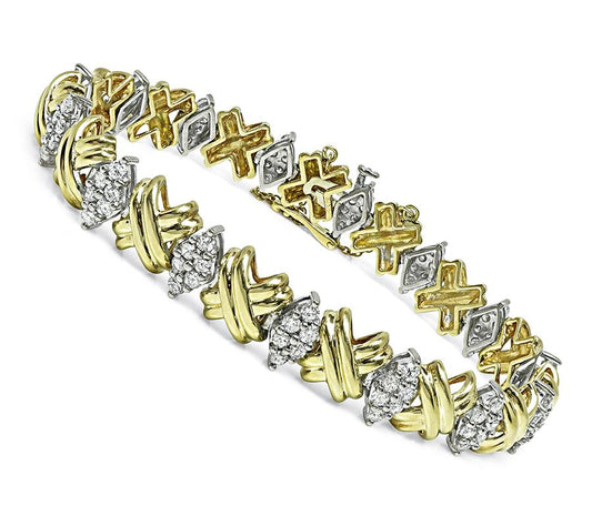 Estate 3.50ct Diamond Two Tone Gold Bracelet