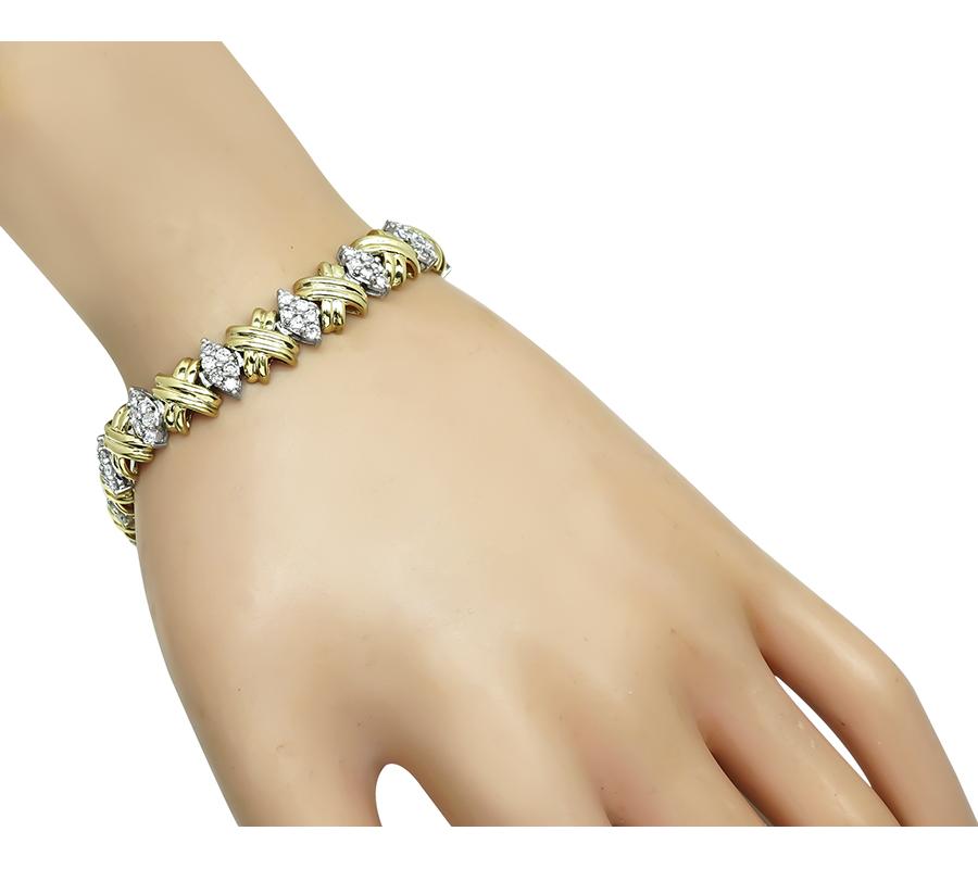 Estate 3.50ct Diamond Two Tone Gold Bracelet
