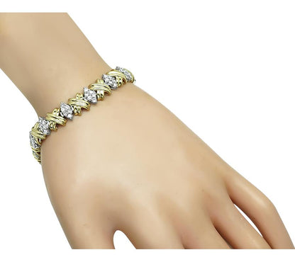 Estate 3.50ct Diamond Two Tone Gold Bracelet