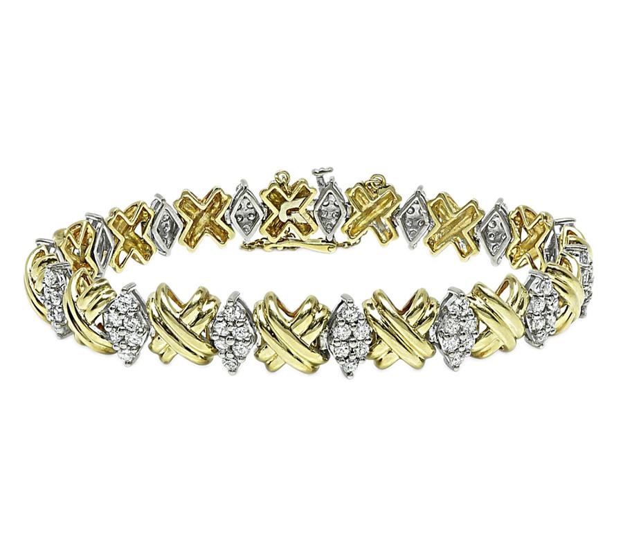 Estate 3.50ct Diamond Two Tone Gold Bracelet