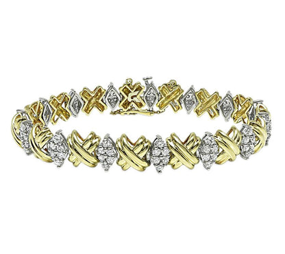 Estate 3.50ct Diamond Two Tone Gold Bracelet