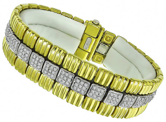 Estate Chimento 3.50ct Diamond Two Tone Gold Bracelet