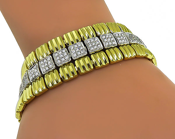 Estate Chimento 3.50ct Diamond Two Tone Gold Bracelet