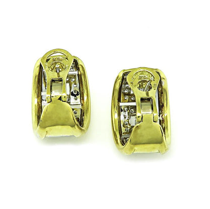 Estate 2.00ct Diamond Two Tone 18k Yellow and White Gold Earrings