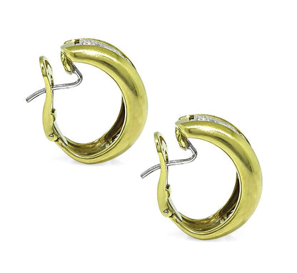 Estate 2.00ct Diamond Two Tone 18k Yellow and White Gold Earrings