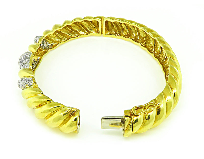 Estate 2.00ct Diamond Gold Bangle