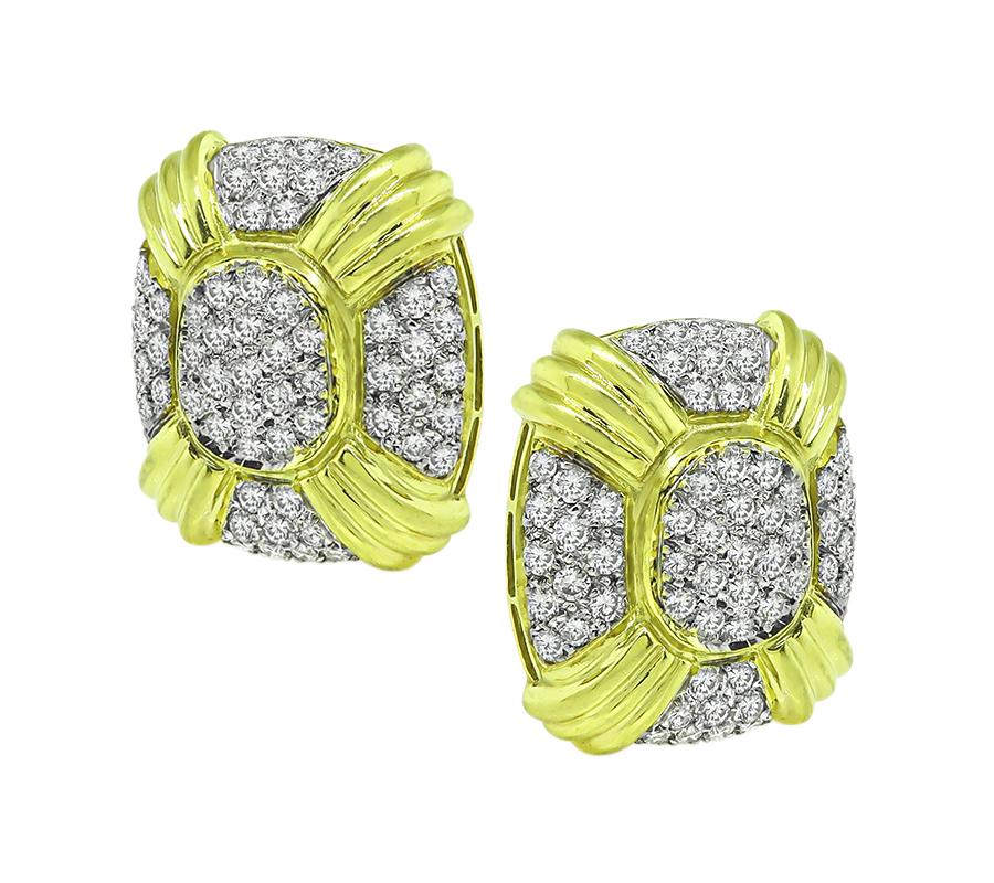 4.75ct Diamond Yellow and White Gold Earrings