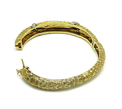 Estate 0.60ct Diamond 18k Yellow and White Gold Bangle