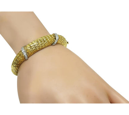 Estate 0.60ct Diamond 18k Yellow and White Gold Bangle