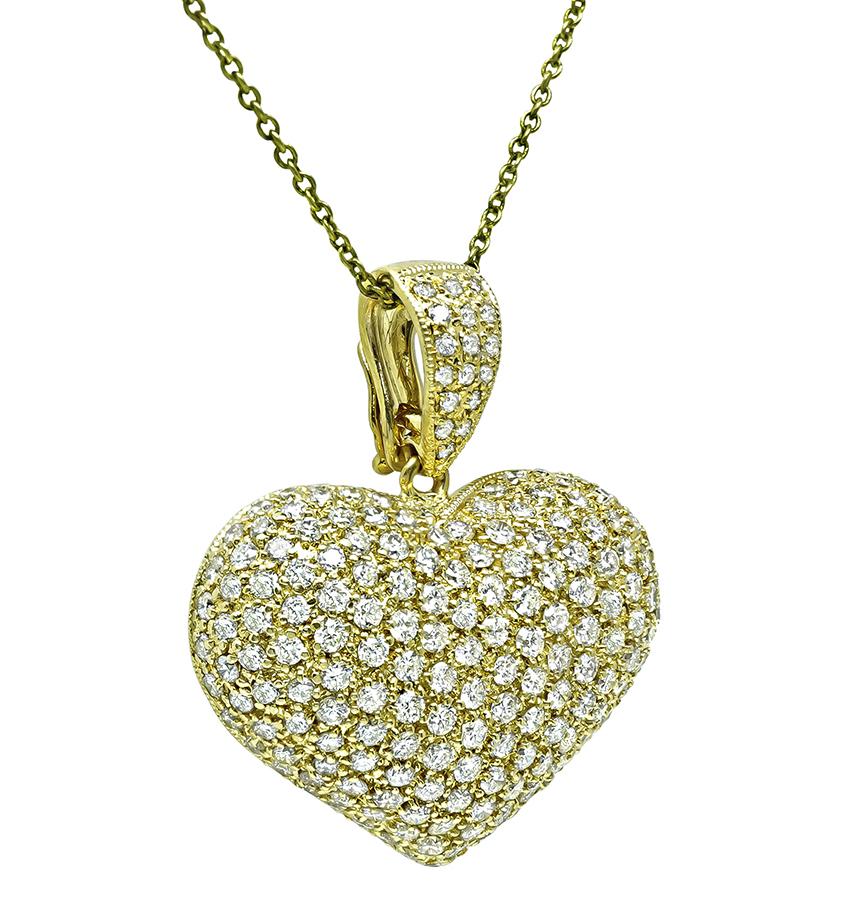 Estate 3.00ct Diamond Gold Heart Pendant