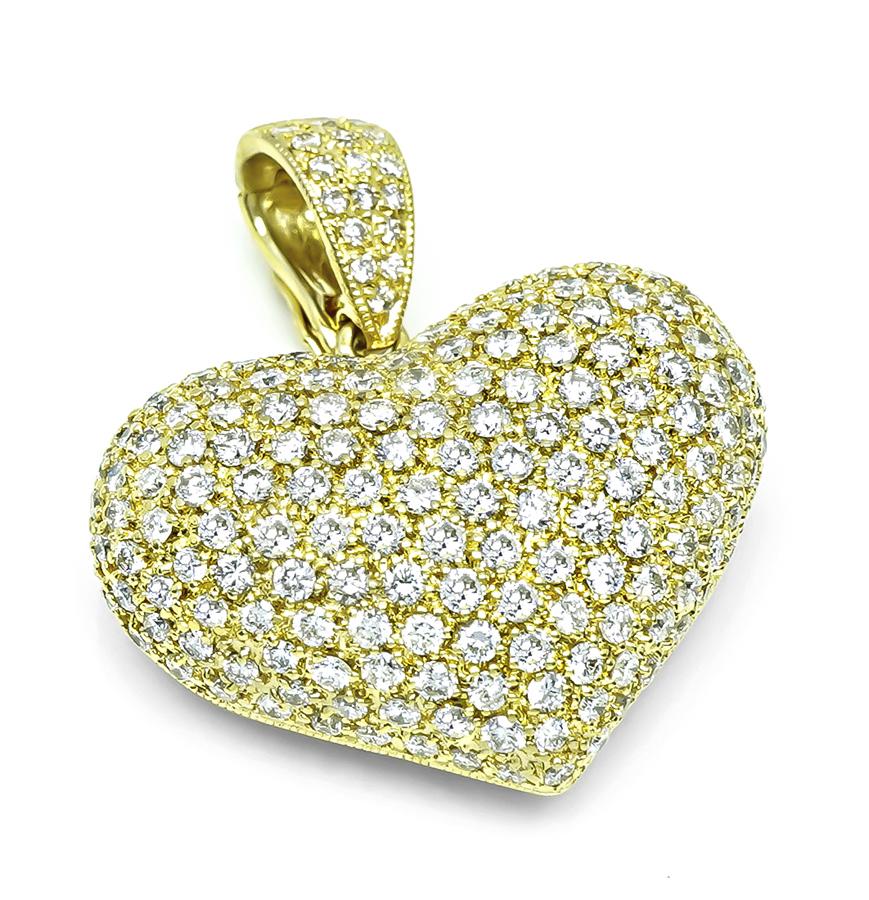 Estate 3.00ct Diamond Gold Heart Pendant