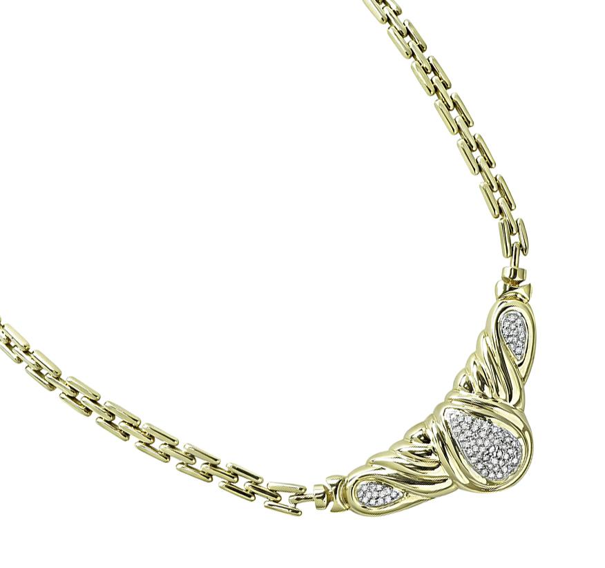 Estate 2.00ct Diamond 14k Yellow Gold Necklace