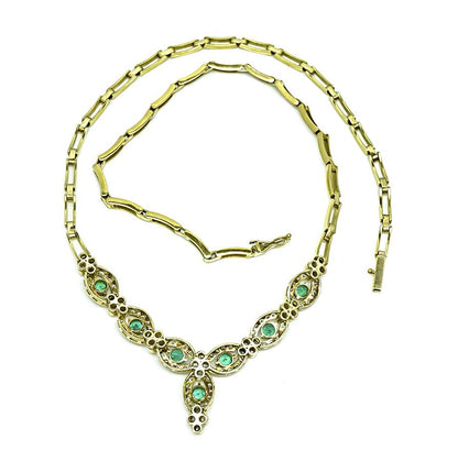 Estate 2.50ct Emerald 2.00ct Diamond 18k Yellow Gold Necklace