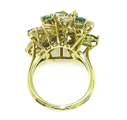 Estate 4.00ct Diamond 1.15ct Emerald 18k Yellow Gold Ring