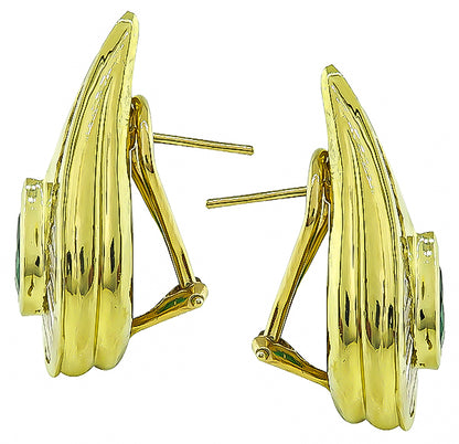 Estate 2.00ct Emerald 2.00ct Diamond Earrings