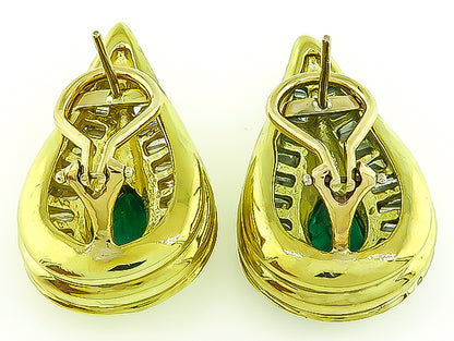 Estate 2.00ct Emerald 2.00ct Diamond Earrings
