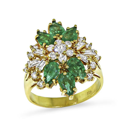 Estate 18.00ct Emerald 4.50ct Diamond 18k Gold Necklace Bracelet and Ring Set