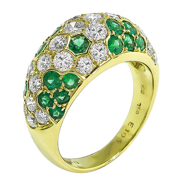 Estate 1.81ct Diamond 1.05ct Emerald Gold Ring