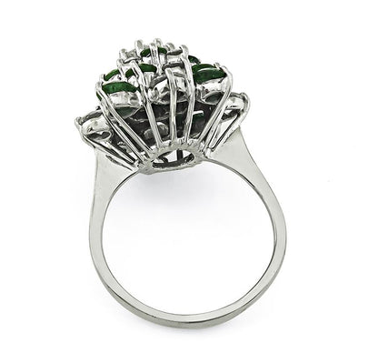 Estate 1.00ct Emerald 1.00ct Diamond Platinum Ring