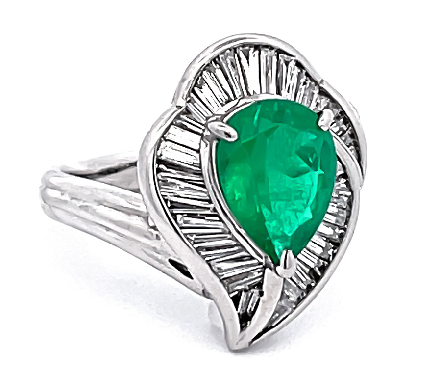 Estate 1.29ct Emerald 0.50ct Diamond Ring