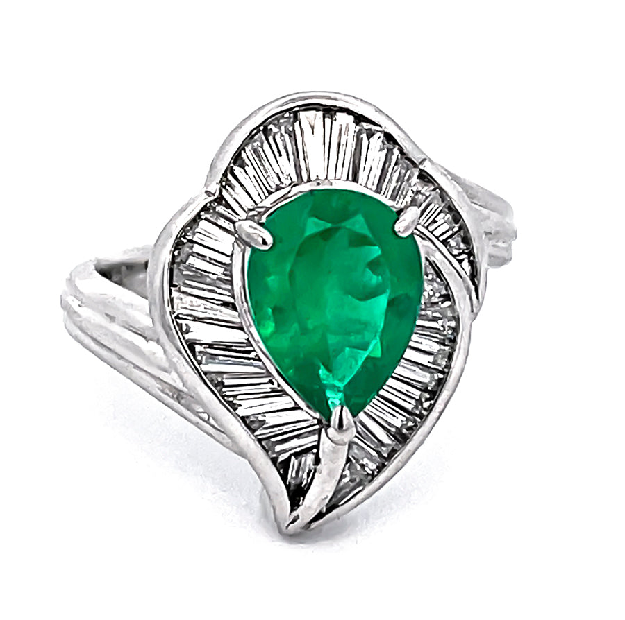 Estate 1.29ct Emerald 0.50ct Diamond Ring