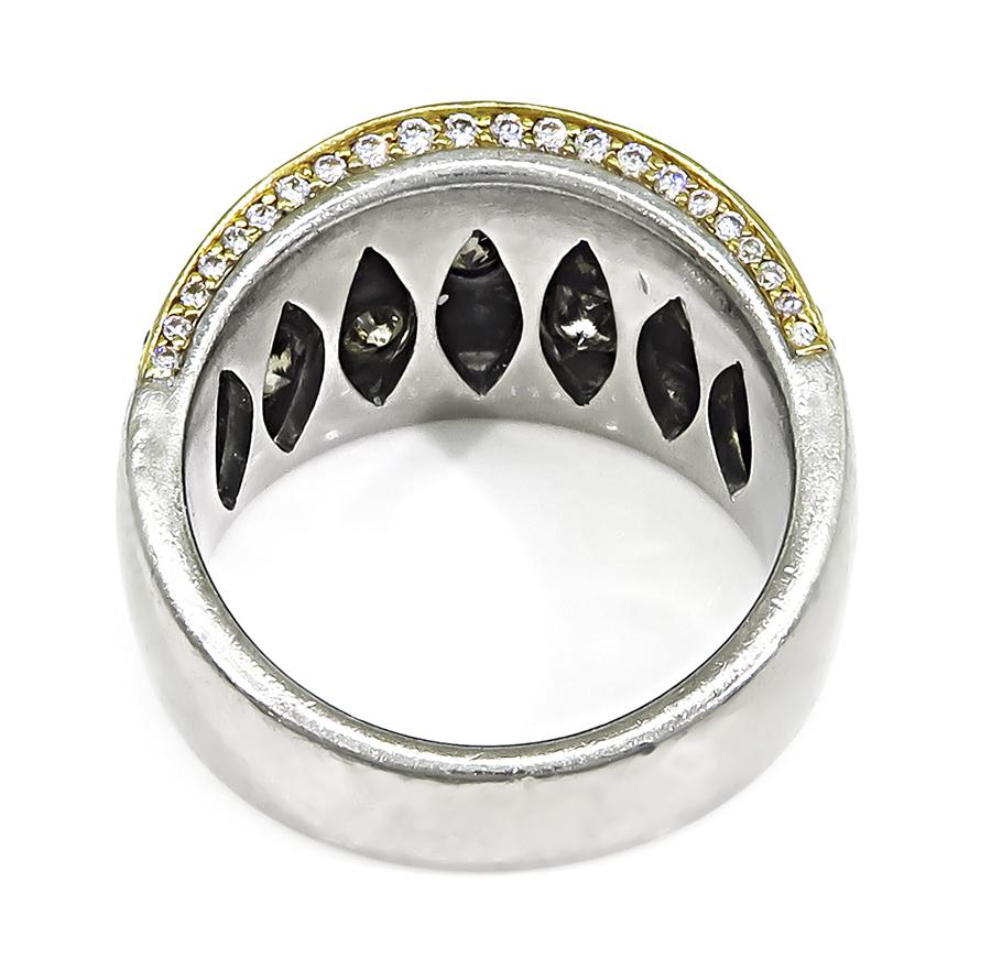 Estate 2.75ct Fancy Color Diamond 2.25ct Diamond 18k Yellow and White Gold Ring
