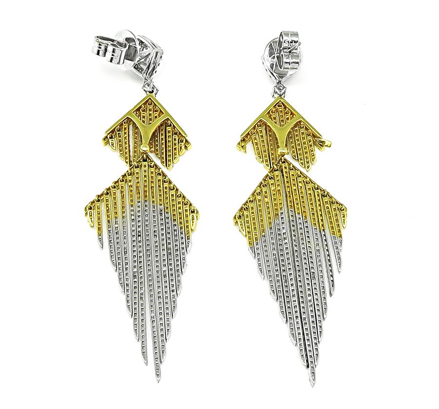 Estate 2.50ct Diamond 1.00ct Fancy Yellow Diamond 18k Gold Earrings