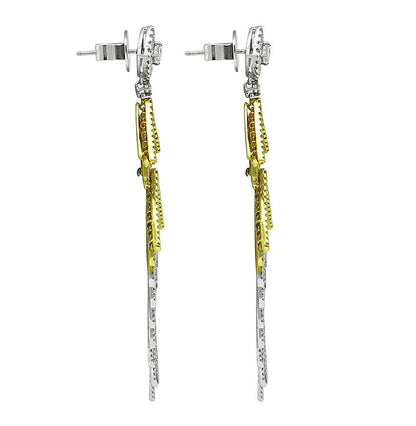 Estate 2.50ct Diamond 1.00ct Fancy Yellow Diamond 18k Gold Earrings