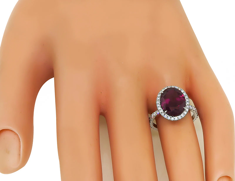 Estate 15.00ct Garnet 4.50ct Diamond Ring Earrings and Pendant Set