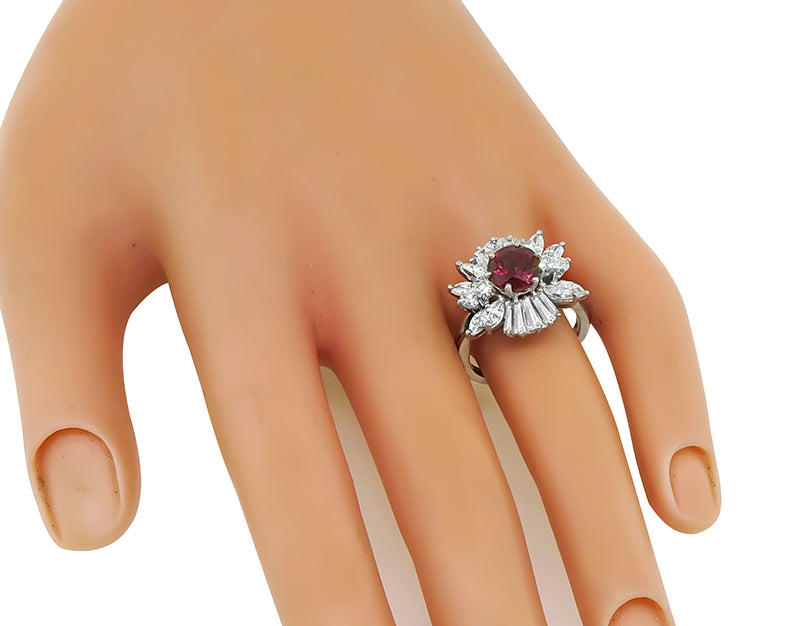 Estate 2.00ct Garnet 1.50ct Diamond Cocktail Ring