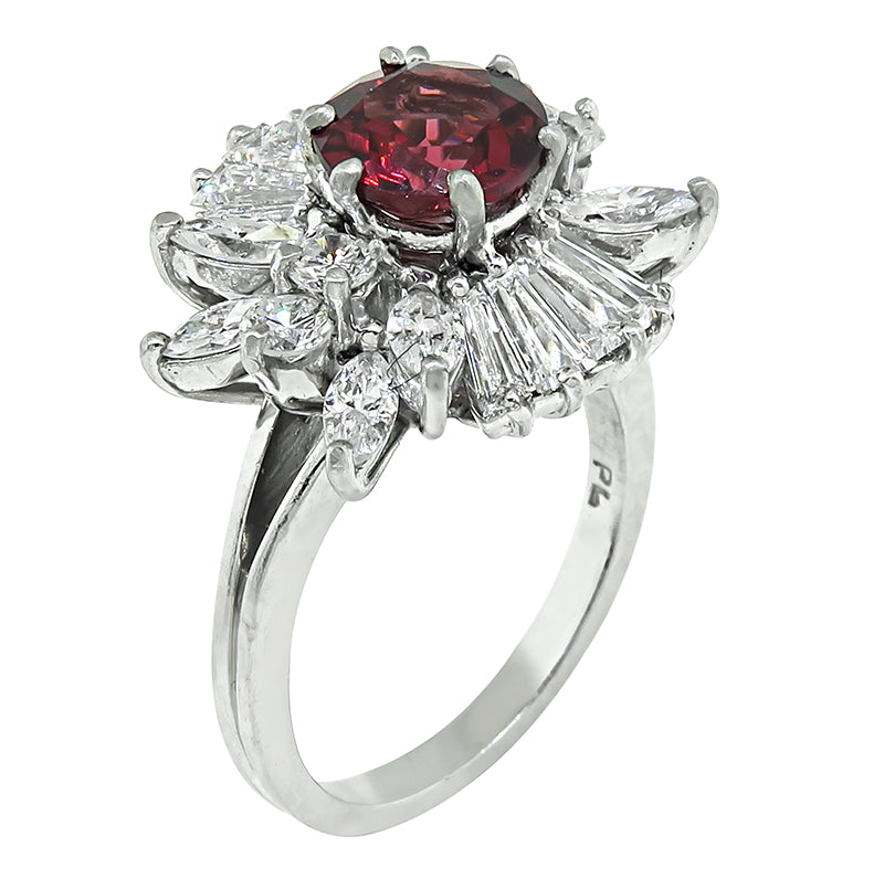 Estate 2.00ct Garnet 1.50ct Diamond Cocktail Ring