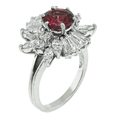 Estate 2.00ct Garnet 1.50ct Diamond Cocktail Ring