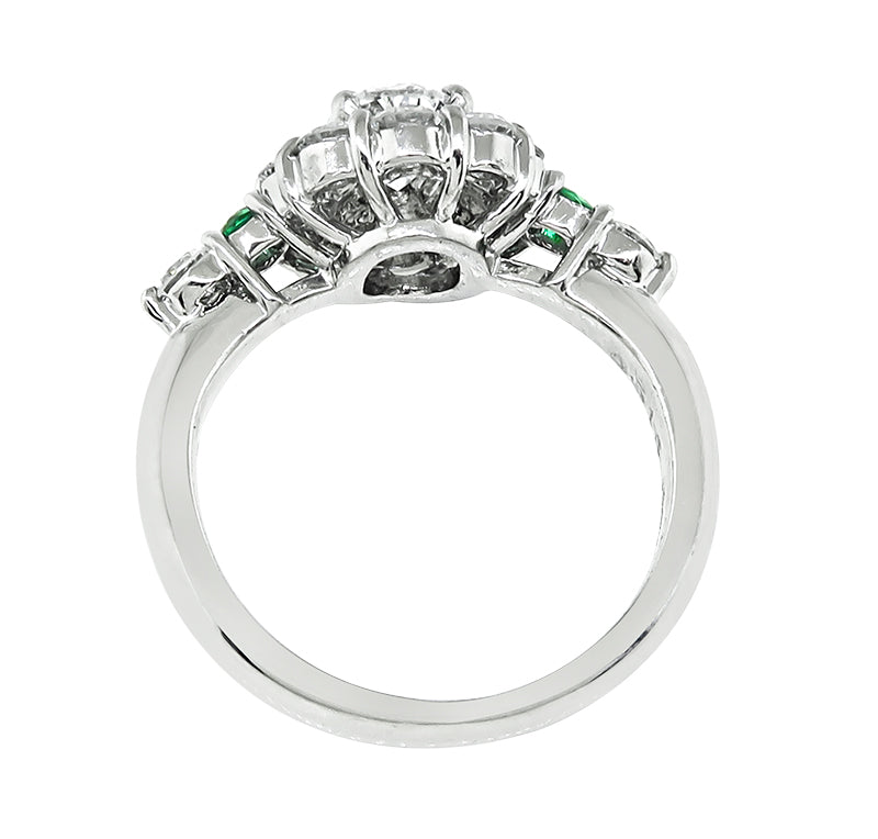 Estate GIA Certified 0.54ct Center Diamond 0.70ct Side Diamond Engagement Ring