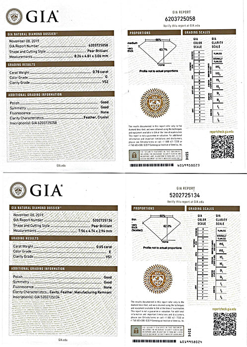Estate GIA Certified 0.65ct and 0.78ct Diamond Ring