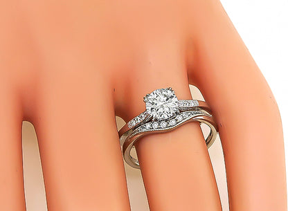 Estate GIA Certified 0.79ct Diamond Tacori Engagement Ring and Wedding Band Set