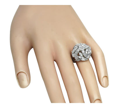 Estate GIA 0.88ct Center Diamond 3.50ct Diamond Cocktail Ring