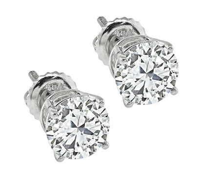 Estate GIA Certified 1.00ct and 1.01ct Diamond Stud Earrings