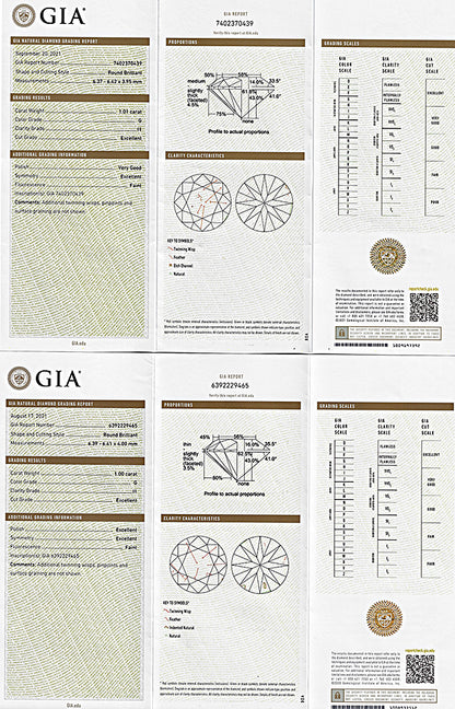 Estate GIA Certified 1.00ct and 1.01ct Diamond Stud Earrings