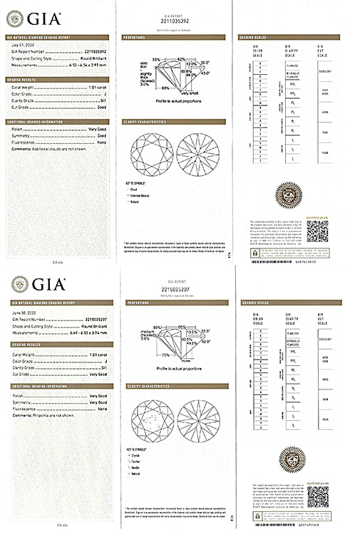 Estate GIA Certified 1.01ct and 1.01ct Diamond Stud Earrings