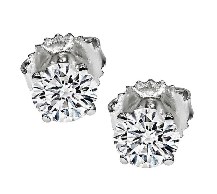 Estate GIA Certified 0.52ct and 0.49ct Diamond Stud Earrings