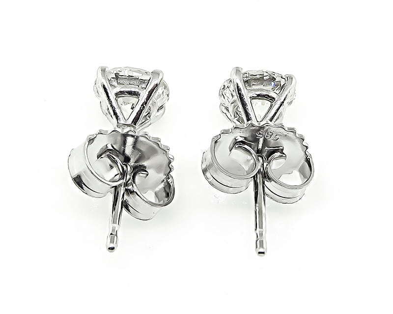 Estate GIA Certified 0.52ct and 0.49ct Diamond Stud Earrings