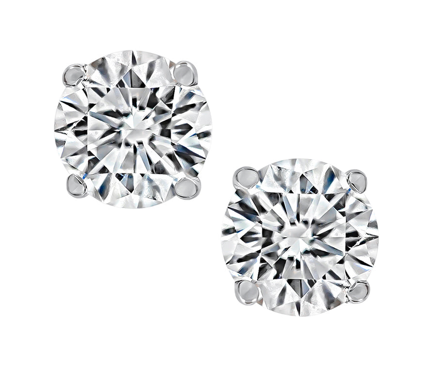 Estate GIA Certified 0.52ct and 0.49ct Diamond Stud Earrings