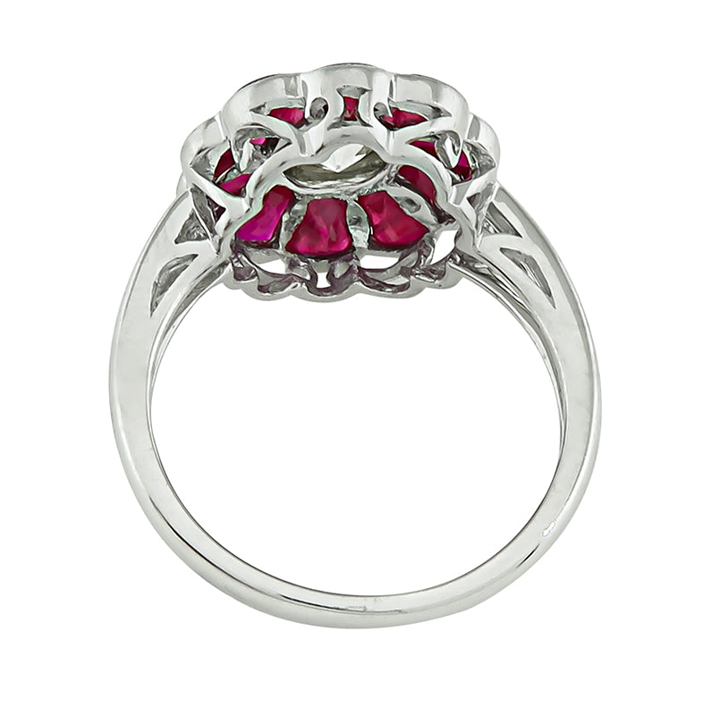 Estate GIA Certified 1.02ct Diamond Ruby Engagement Ring