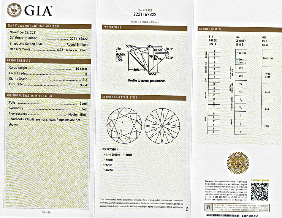 Estate GIA Certified 1.10ct Diamond Gold Engagement Ring
