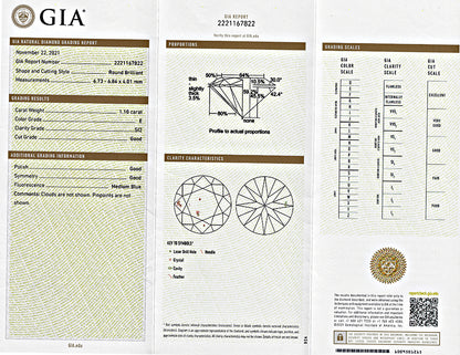 Estate GIA Certified 1.10ct Diamond Gold Engagement Ring