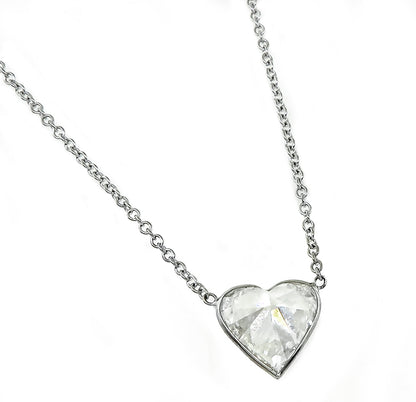 Estate GIA Certified 1.16ct Diamond Heart Pendant Necklace