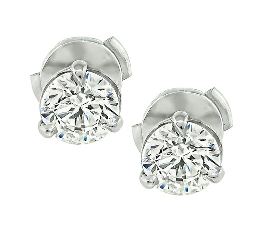 Estate GIA Certified 1.26cttw Diamond Stud Earrings