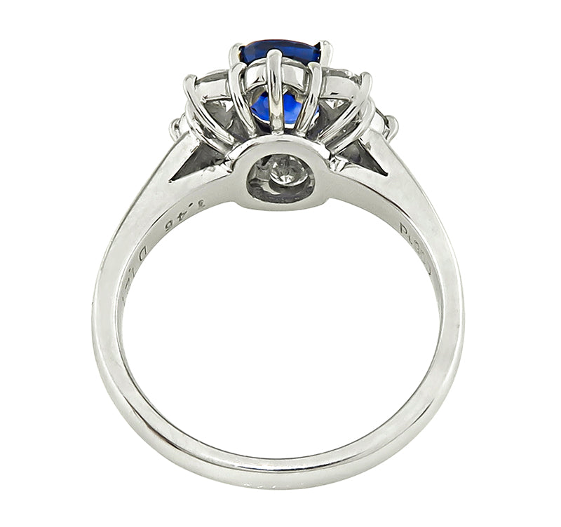 Estate GIA Certified 1.46ct Burma Sapphire 1.21ct Diamond Engagement Ring